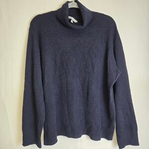 Neiman Marcus 100% Cashmere Turtleneck Knit Sweater, Blue, Women's Size 2X, Flaw